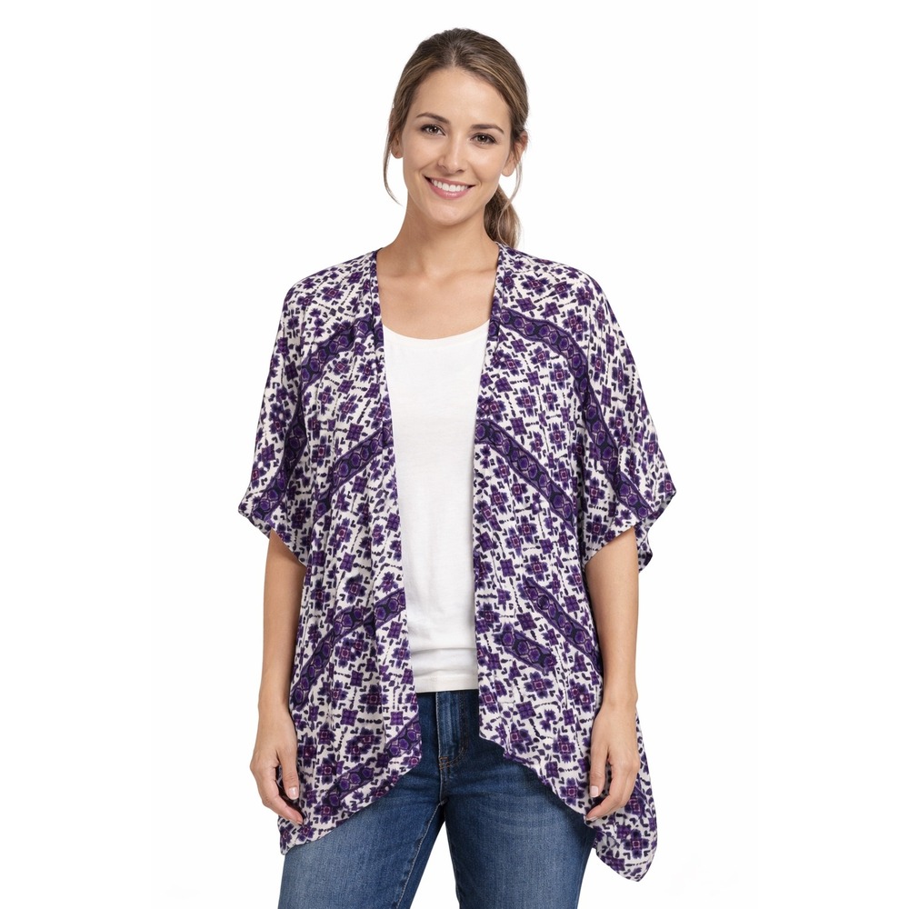Brandy Melville Kimono Women One Size‎ Purple Boho Medallion Print Cardigan Wrap